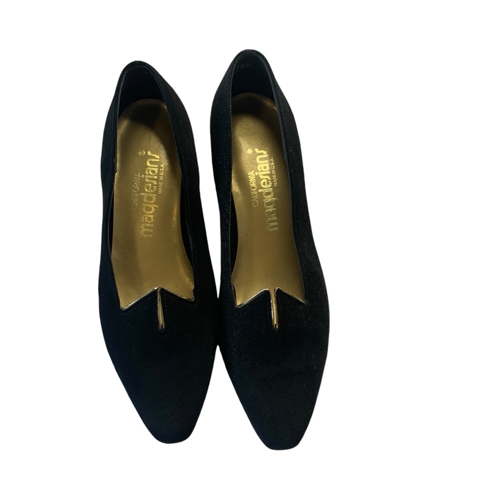 Magdeisan Harlem Style Vintage Black Suede and Gold Accents Womens Pumps 6W